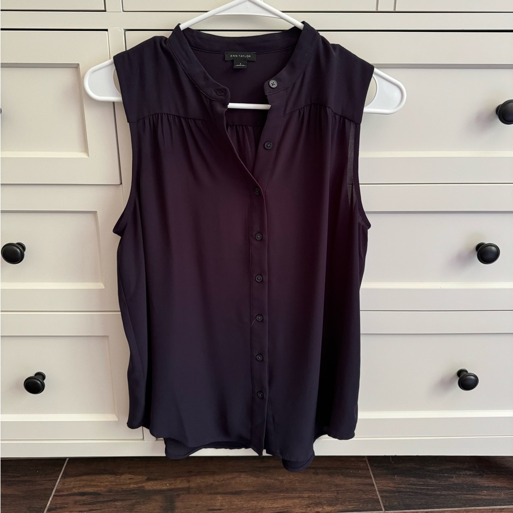 Ann Taylor Navy Blouse Size Small